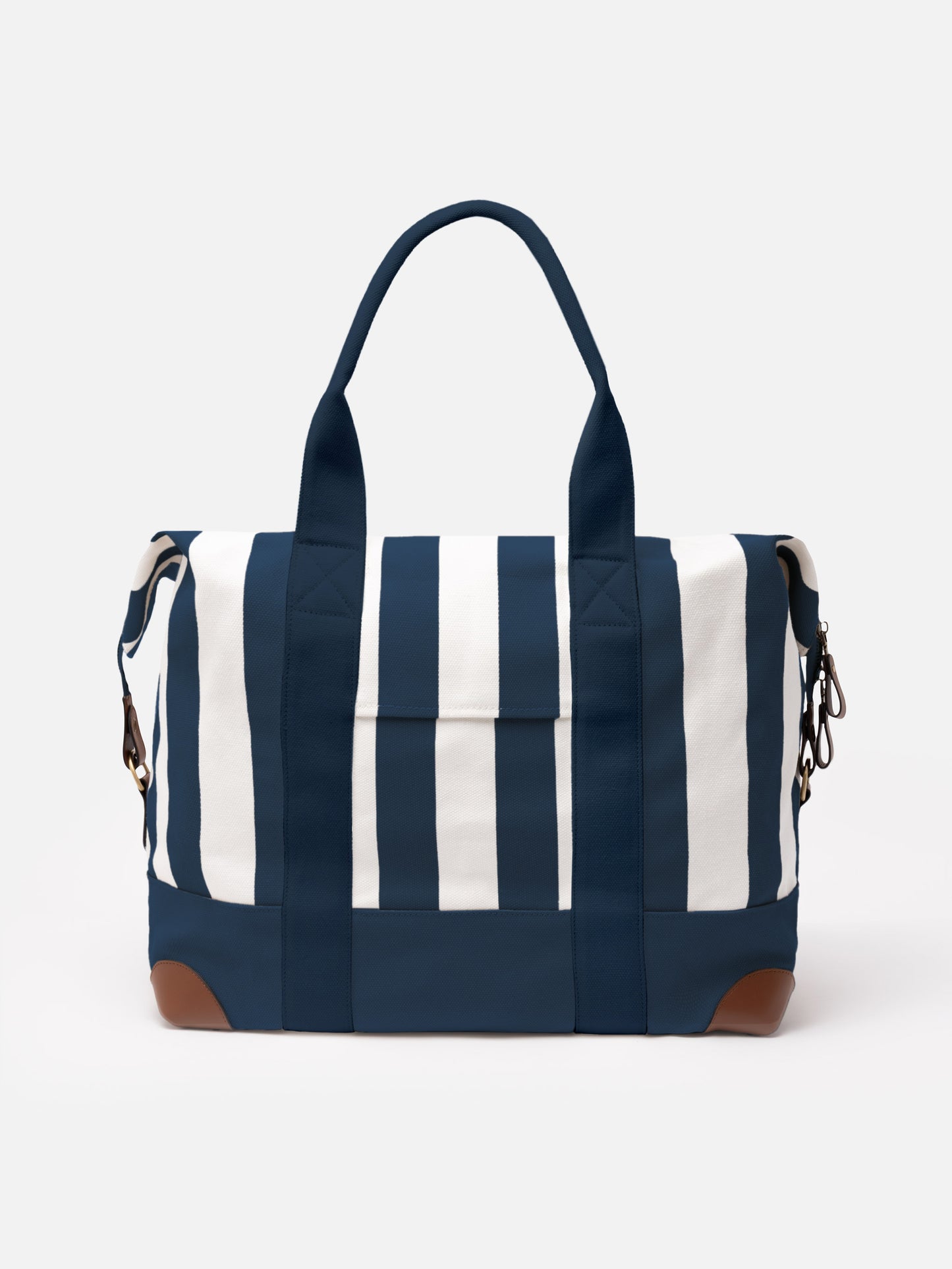 Travel duffel cotton canvas bag with blue striped print