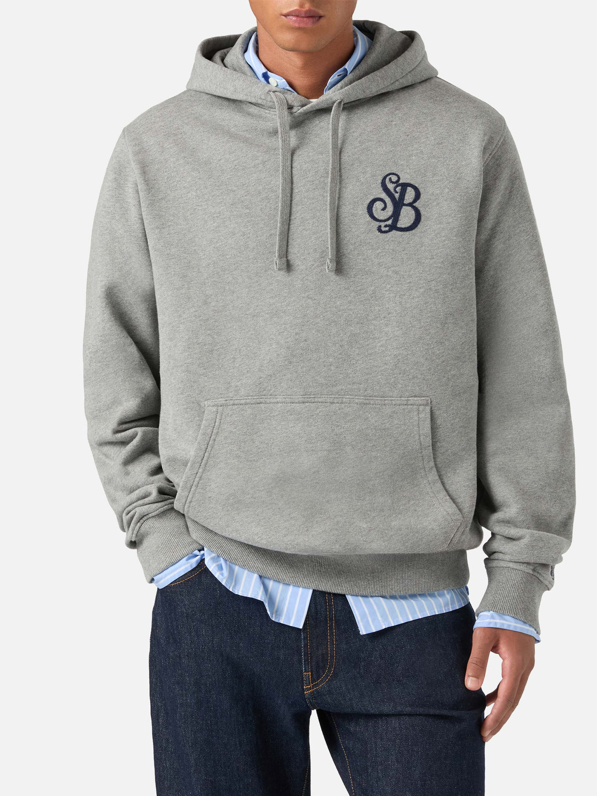 Grey Tribeca cotton hoodie with SB Legacy monogram
