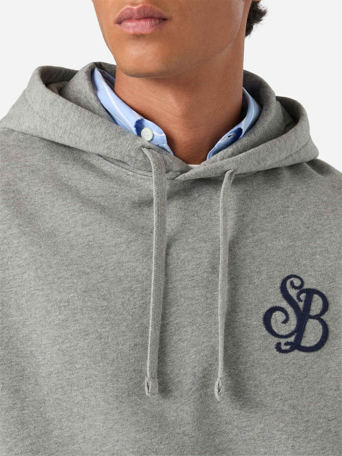Grey Tribeca cotton hoodie with SB Legacy monogram