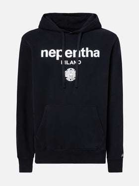 Tribeca cotton hoodie in black with Nephenta print | NEPHENTA SPECIAL EDITION