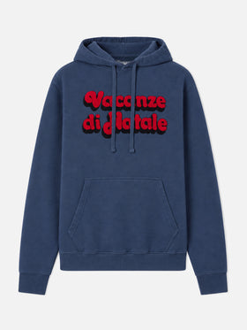 Blaue Tribeca Hoodie aus Baumwolle mit Vacanze di Natale-Stickerei | VACANZE DI NATALE SPECIAL EDITION 