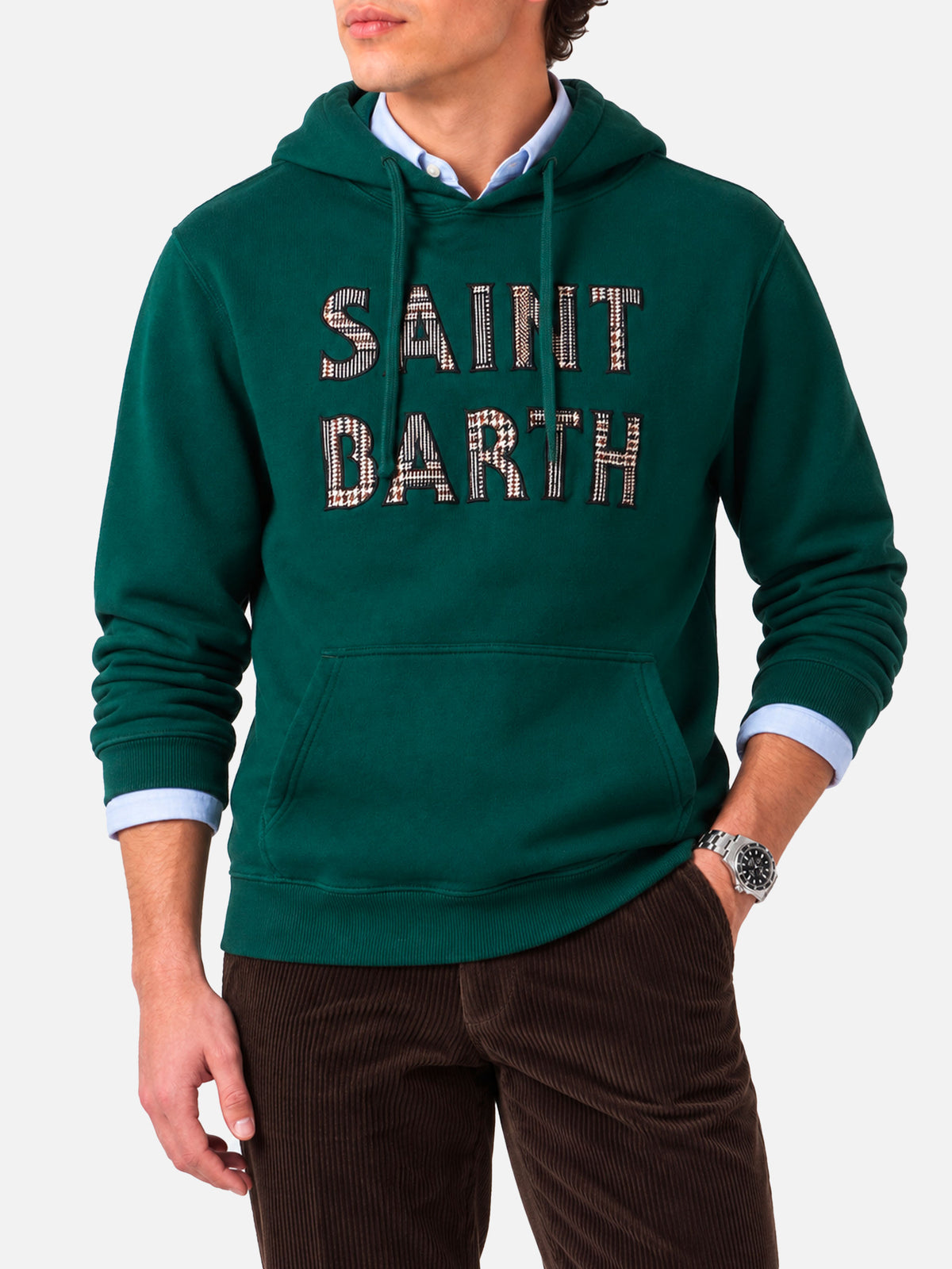 Felpa Tribeca cappuccio patch verde