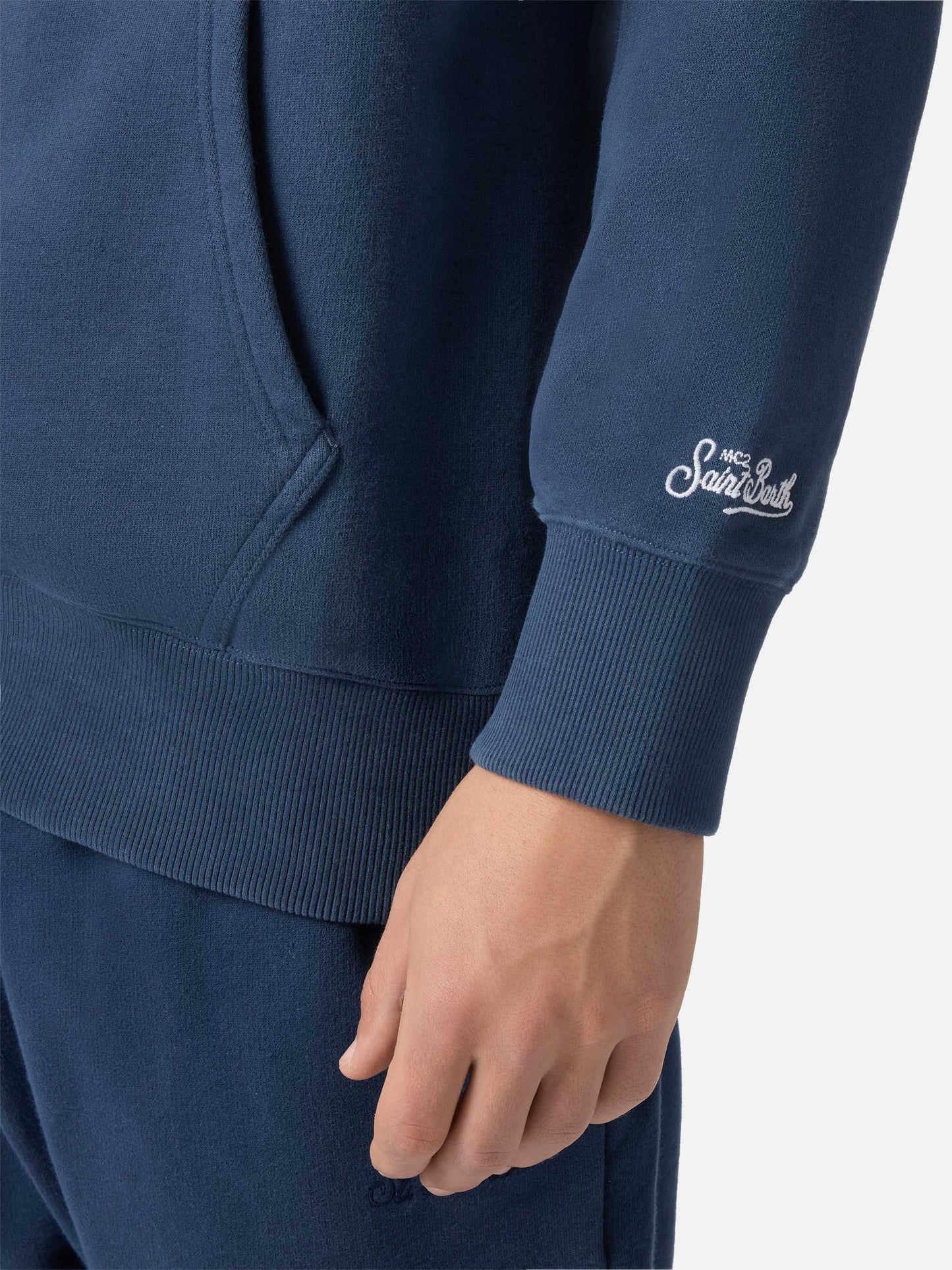 Tribeca Baumwoll-Hoodie in Blau mit St. Moritz-Print | ST. MORITZ, DER GIPFEL DER WELT