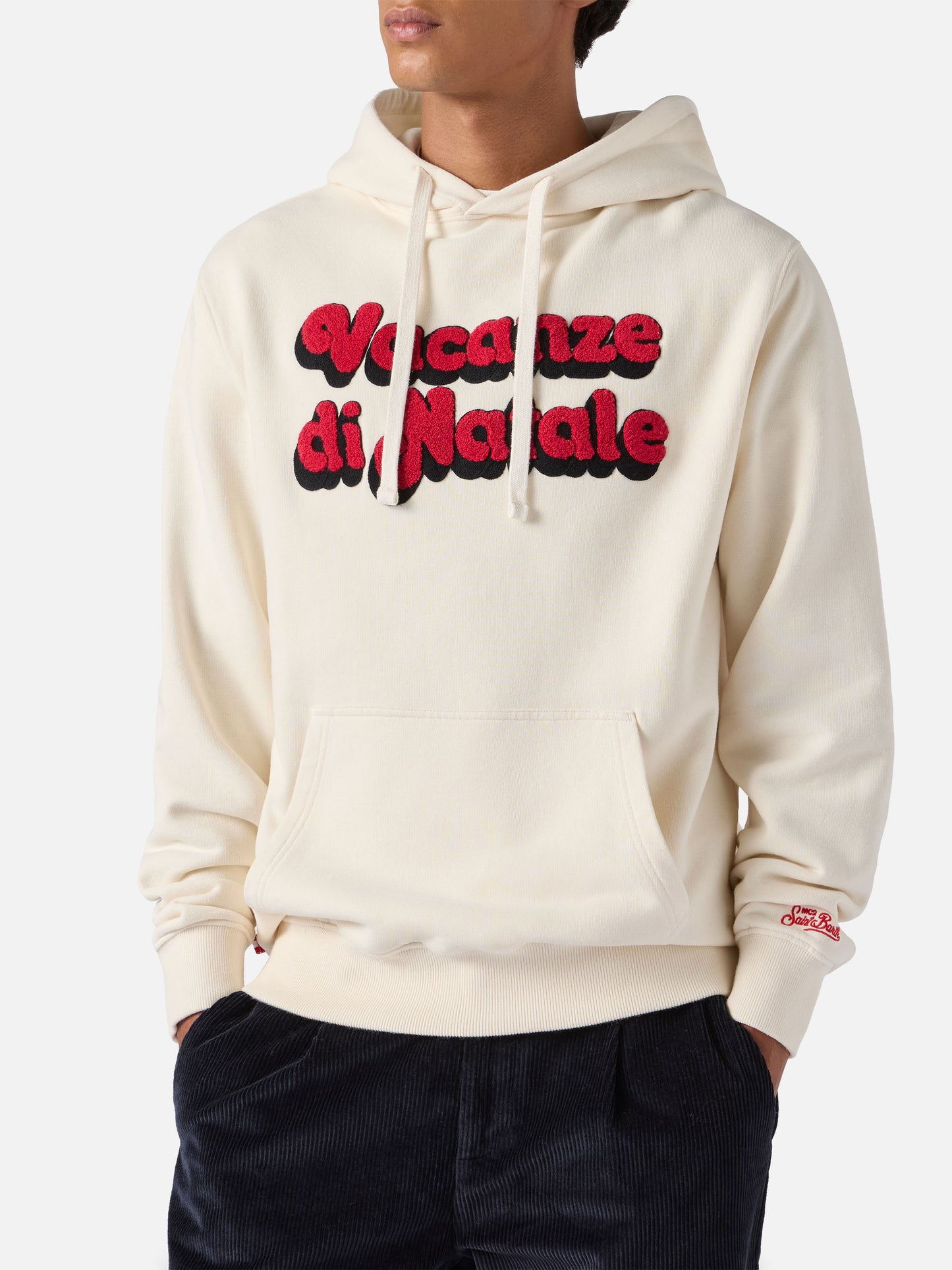Tribeca cotton hoodie in white with Vacanze di Natale embroidery | VACANZE DI NATALE SPECIAL EDITION