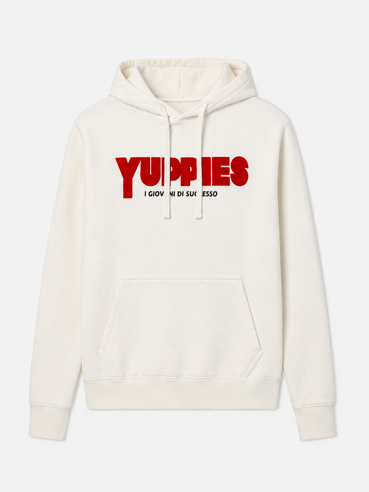 Weißer Tribeca Hoodie aus Baumwolle mit Yuppies-Flockprint | YUPPIES SPECIAL EDITION 