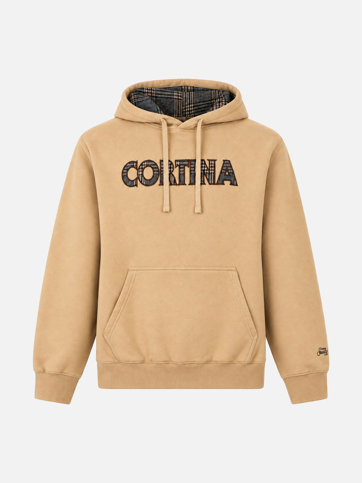 Sudadera con capucha beige Tribeca con parche Cortina 