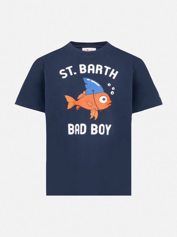 Cotton t-shirt with St. Barth Bad Boy  print