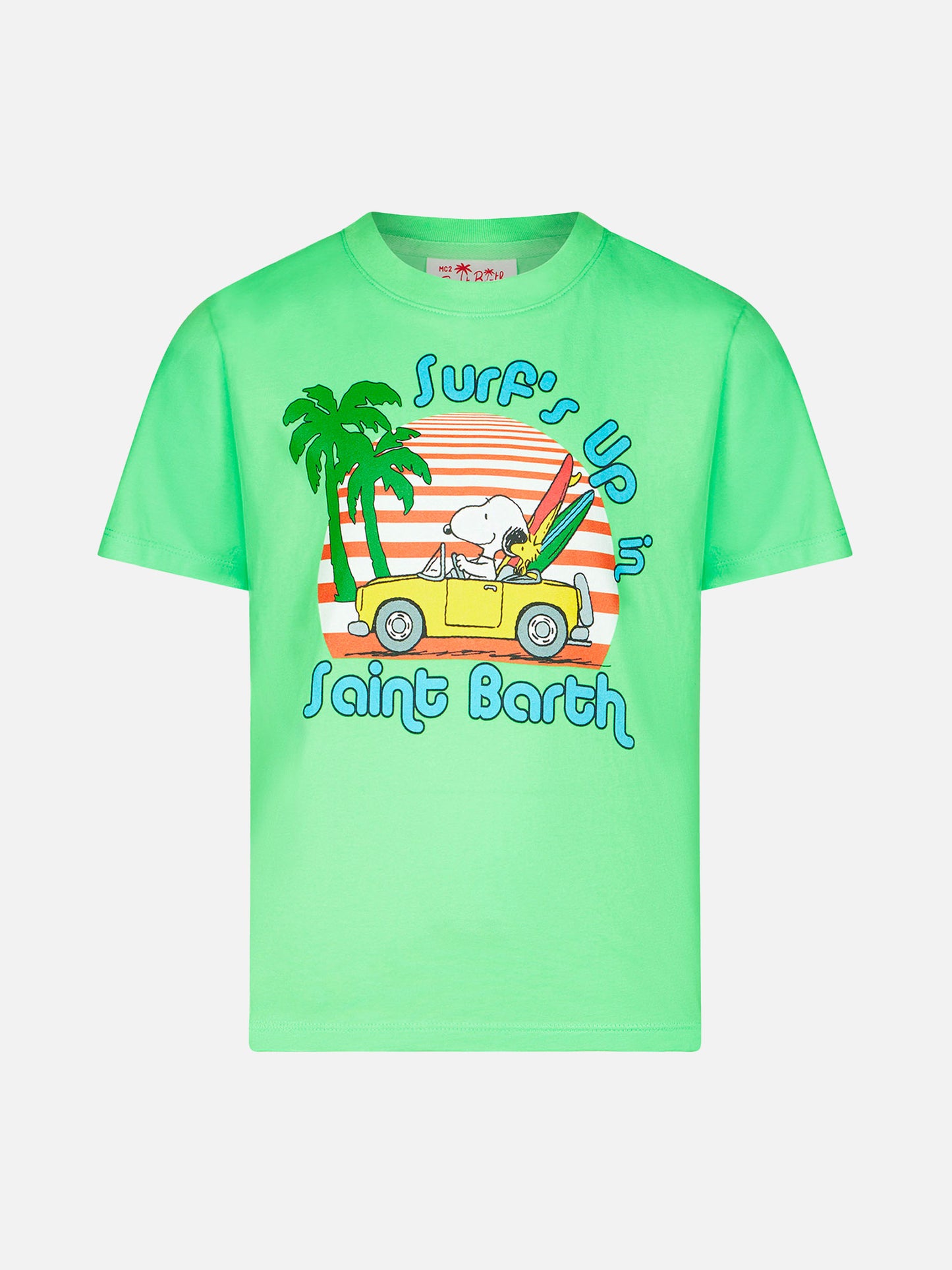 Boy green cotton t-shirt with Snoopy print | PEANUTS™ SPECIAL EDITION - MC2 Saint Barth