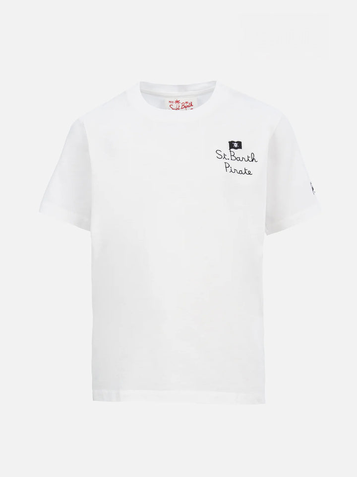 T-shirt da bambino in cotone con stampa Snoopy e ricamo St. Barth Pirate | EDIZIONE SPECIALE SNOOPY PEANUTS