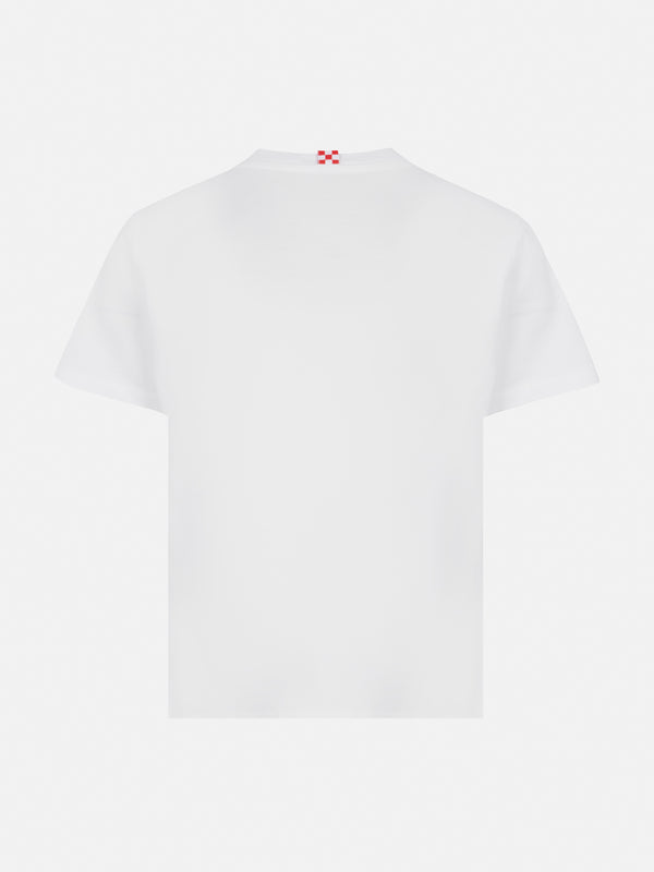 Cotton t-shirt with St. Barth sport club print