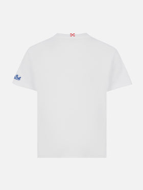 T-shirt in cotone con ricamo Run out with me