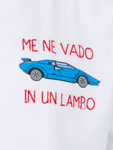 Boy cotton t-shirt with Me ne vado in un lambo embroidery