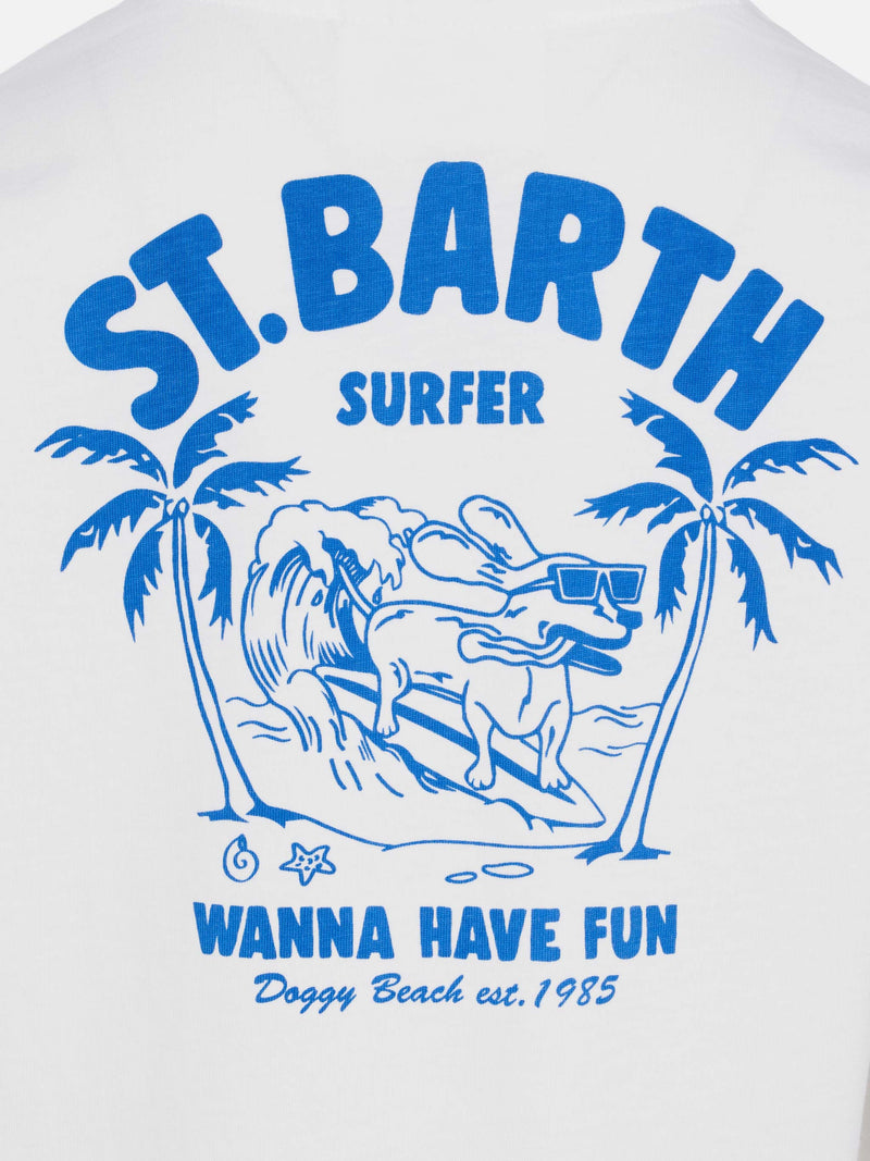 T-shirt in cotone con stampa St. Barth surfer