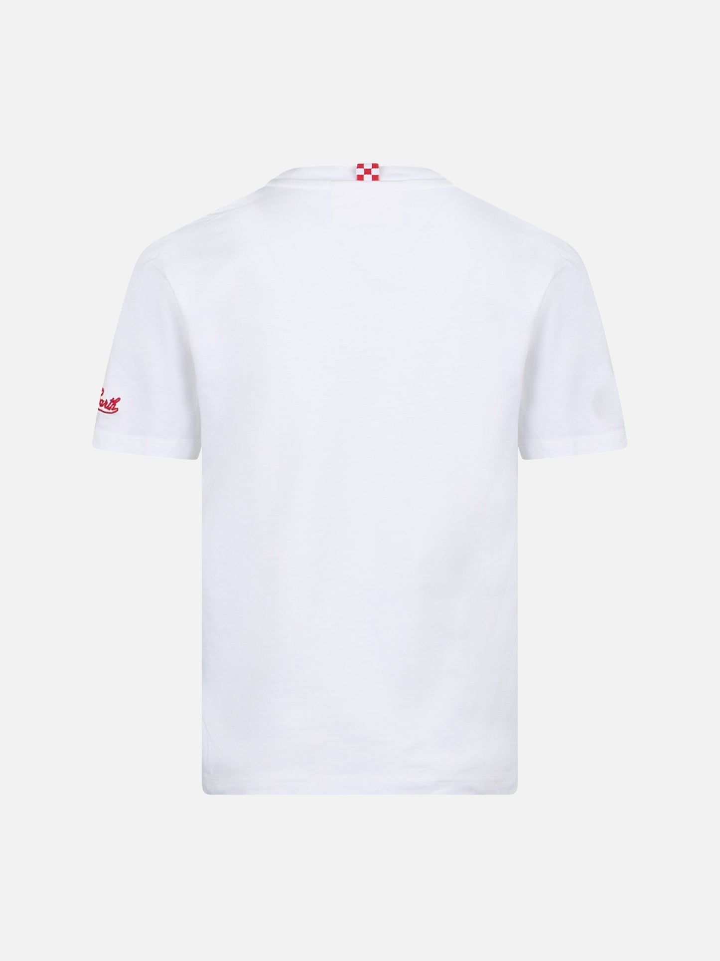 T-shirt in cotone con ricamo Me ne vado In un lambo