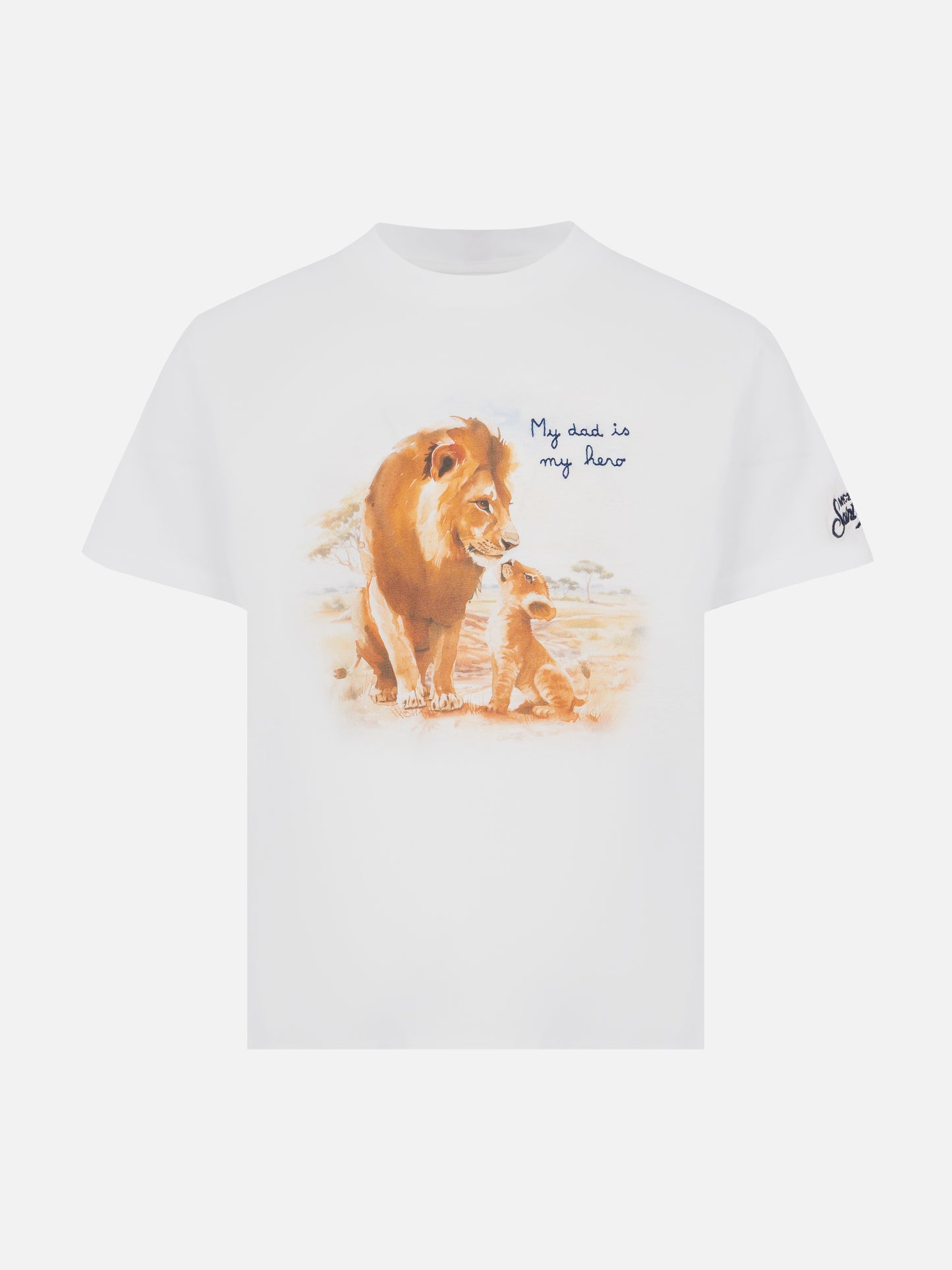 Cotton t-shirt with My Dad is my hero embroidery - MC2 Saint Barth