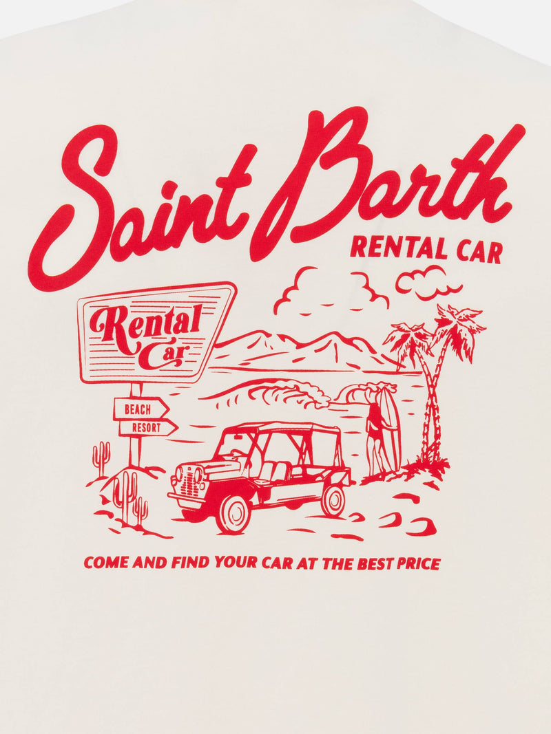 Organic cotton T-shirt with Saint Barth rental car print