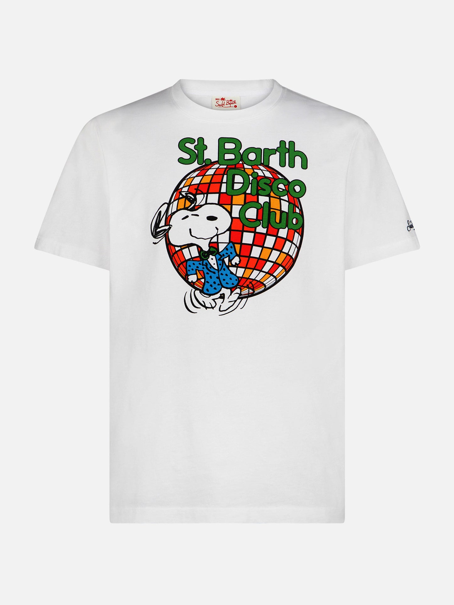 Herren-T-Shirt aus Baumwolle mit Aufdruck „St. Barth Disco Club“ und „Snoopy“ | SNOOPY – PEANUTS™ SONDEREDITION
