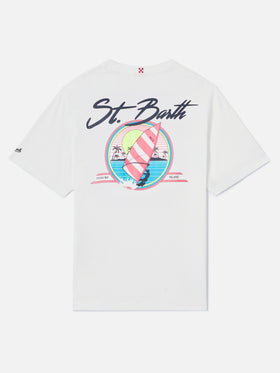 Herren-T-Shirt aus Baumwolle mit St. Barth-Surf-Print