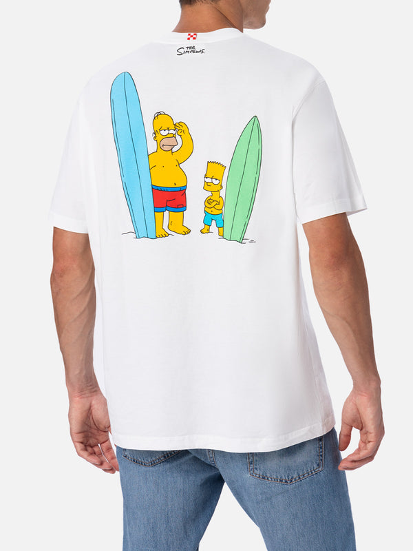 T-shirt da uomo in cotone con ricamo frontale The Simpsons e stampa sul retro |EDIZIONE SPECIALE SIMPSON