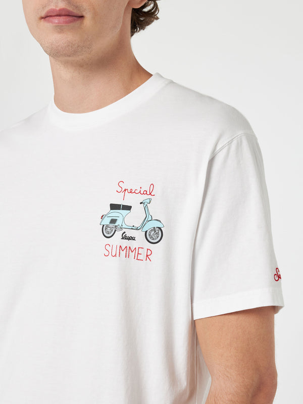 T-shirt da uomo con stampa piazzata e ricamo Vespa | EDIZIONE SPECIALE VESPA