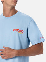 T-shirt da uomo in cotone con stampa piazzata cartolina Portofino Addicted