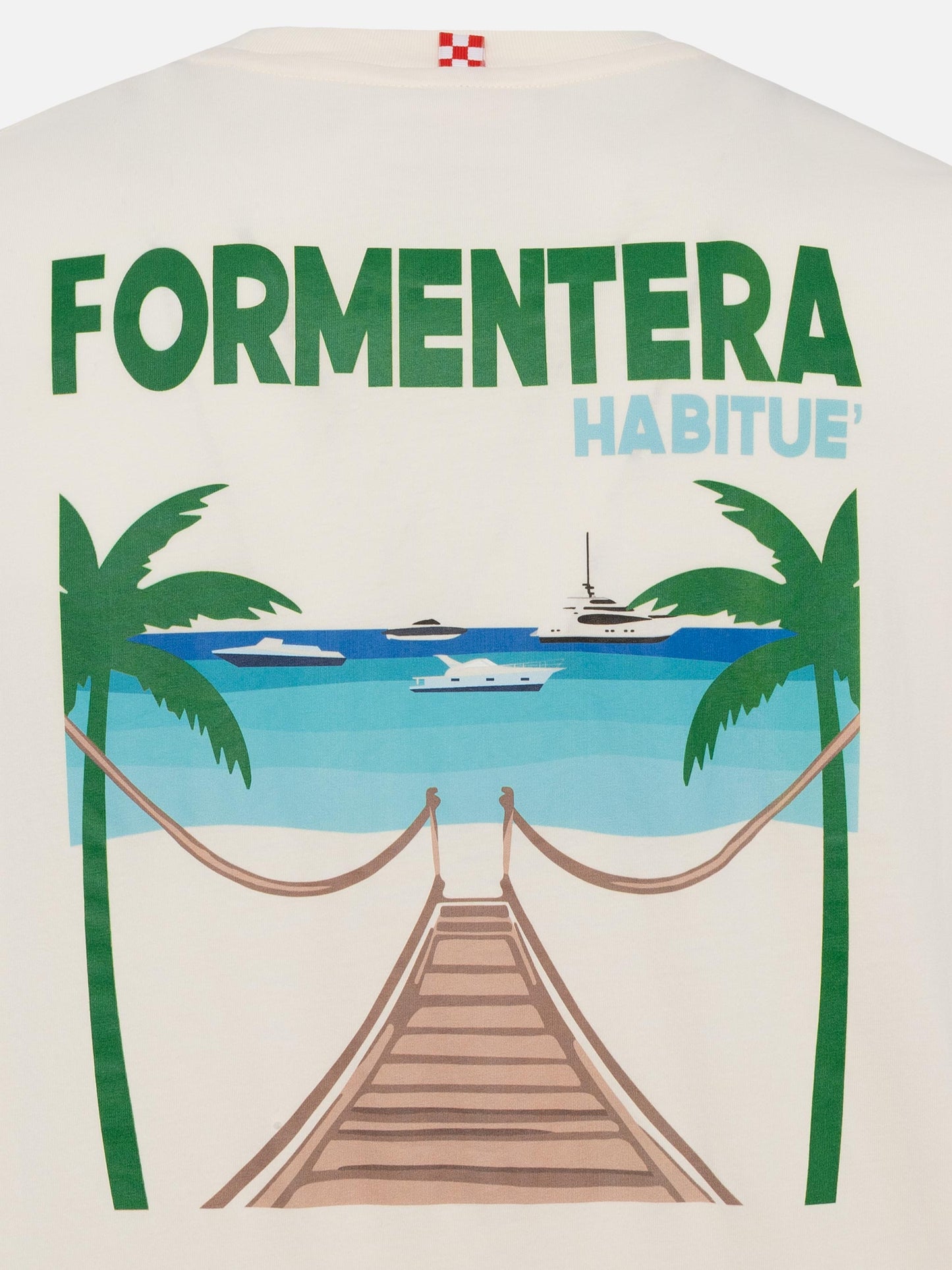 T-shirt Man in cotone organico con stampa cartolina Formentera
