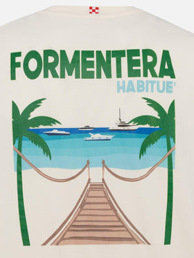T-shirt Man in cotone organico con stampa cartolina Formentera