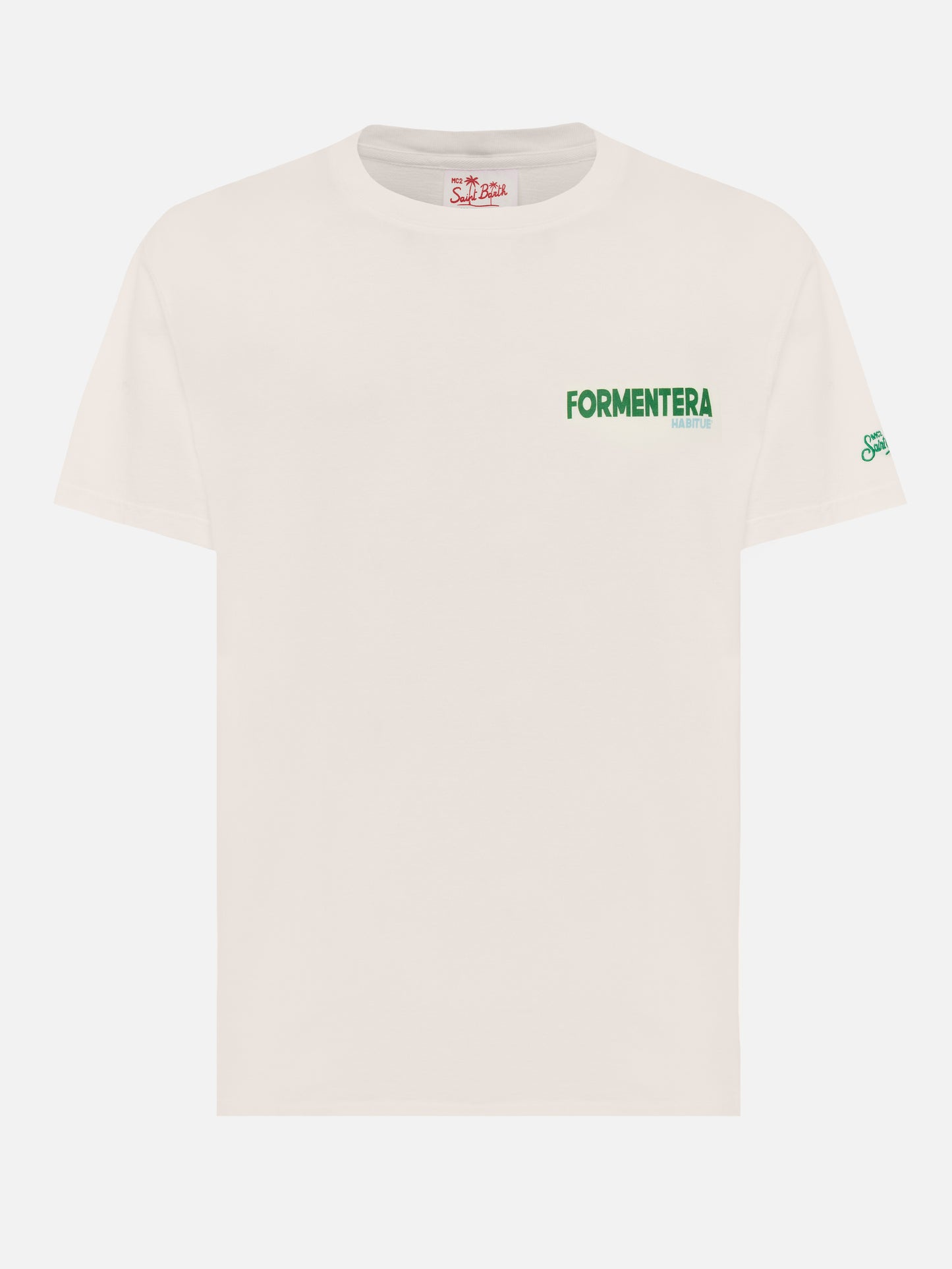 T-shirt Man in cotone organico con stampa cartolina Formentera