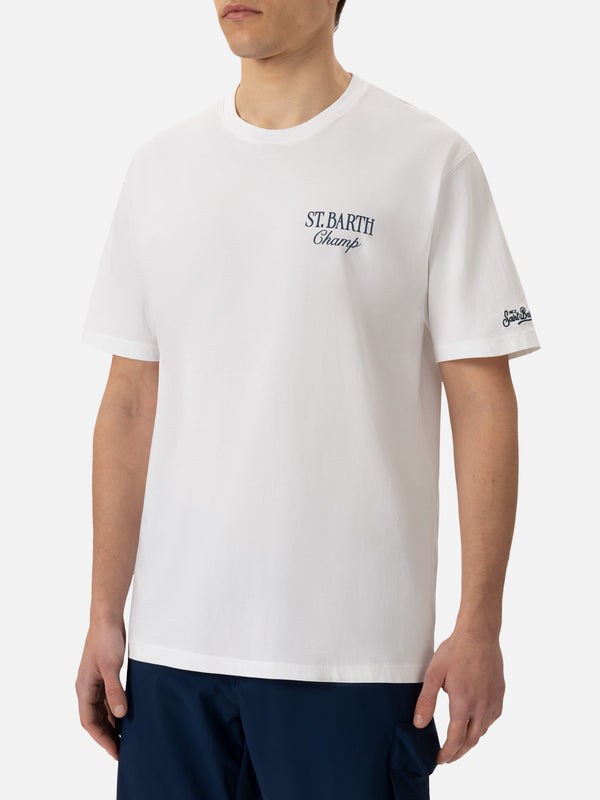 Cotton T-shirt with St. Barth tennis print