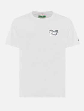 Cotton T-shirt with St. Barth tennis print