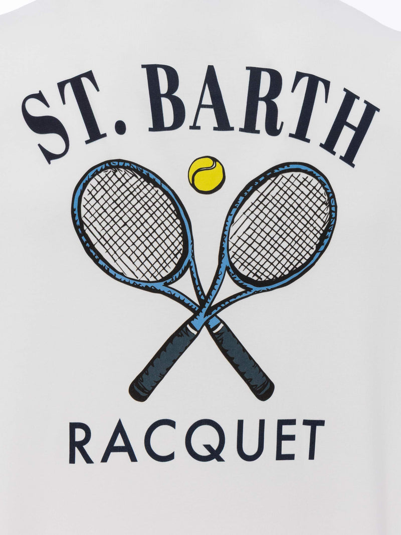 Organic cotton T-shirt with Saint Barth tennis racquet print