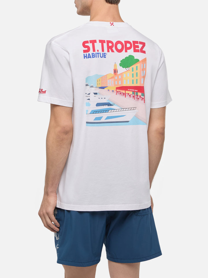 Cotton T-shirt with St. Tropez postcard print - MC2 Saint Barth