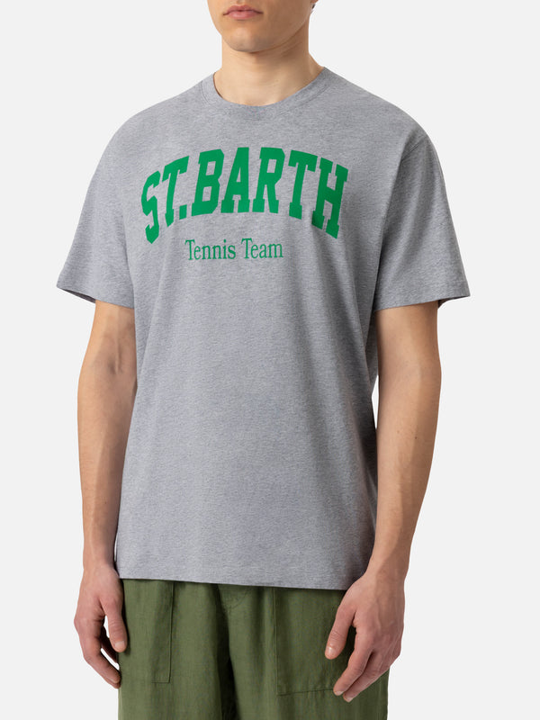 Organic cotton T-shirt with St. Barth tennis club print