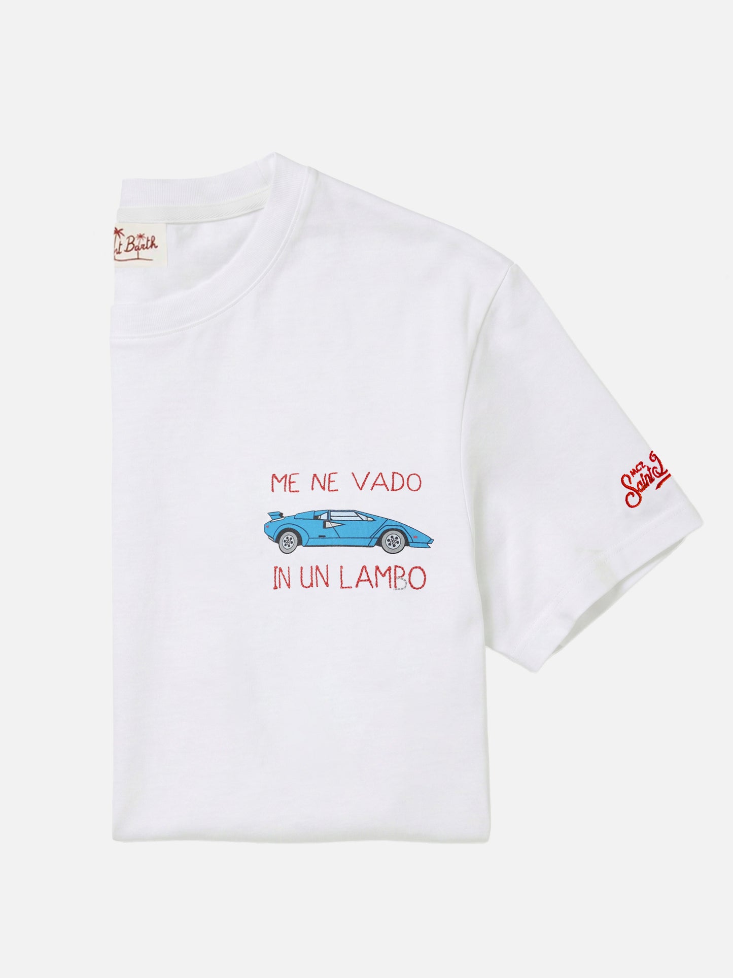 In un lambo T-Shirt mit Stickerei und Auto-Print in Weiß 