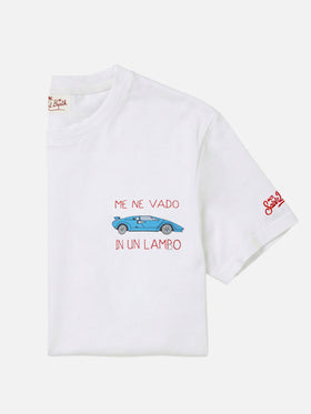 In un lambo T-Shirt mit Stickerei und Auto-Print in Weiß 