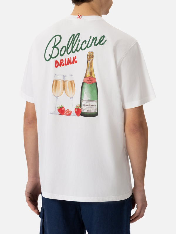 Cotton T-shirt with Bollicine drink print