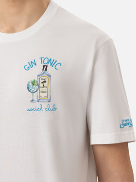T-shirt Man in cotone organico con ricamo Gin Tonic Social Club