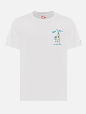 T-shirt Man in cotone organico con ricamo Gin Tonic Social Club