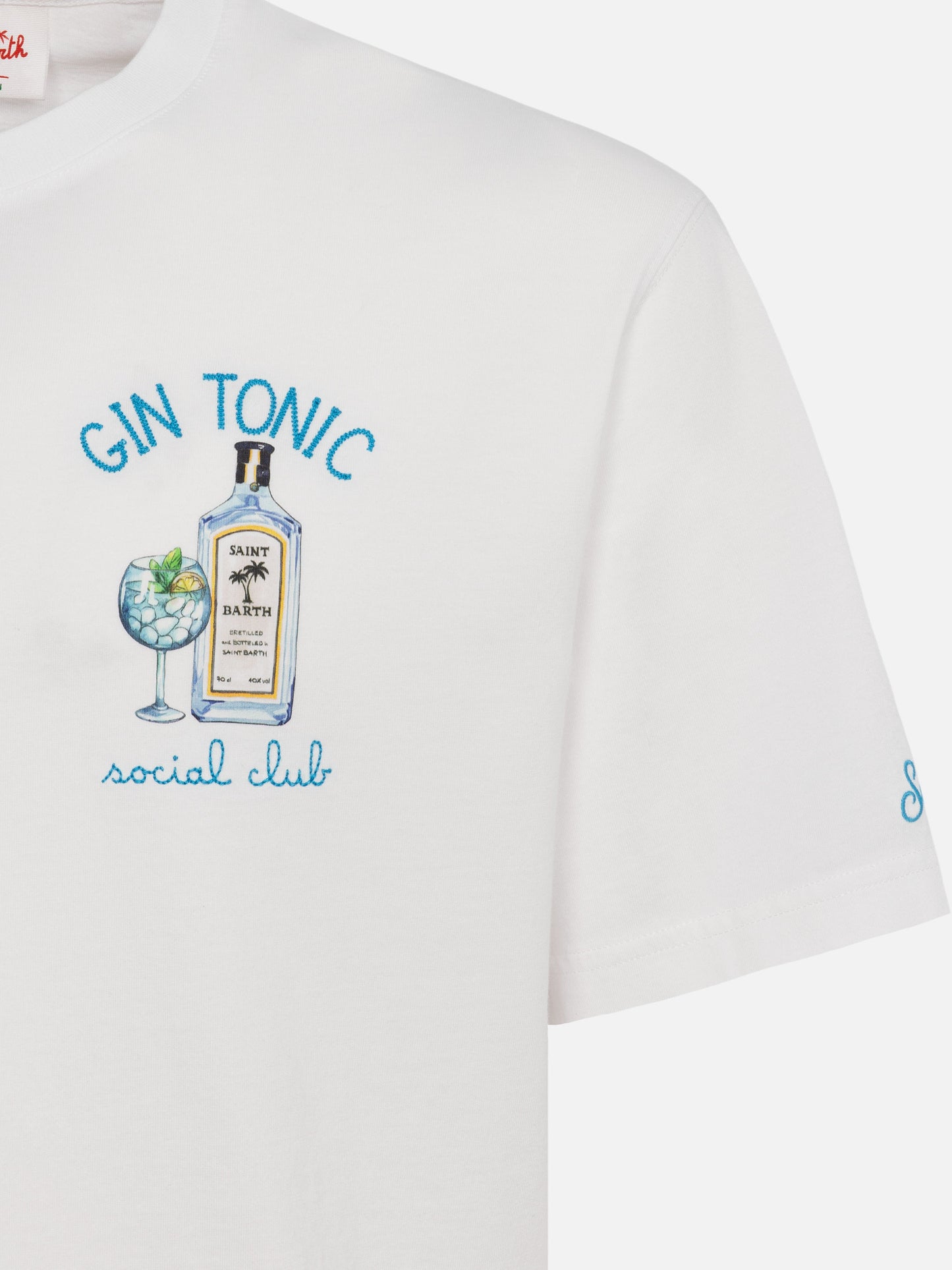 T-shirt Man in cotone organico con ricamo Gin Tonic Social Club