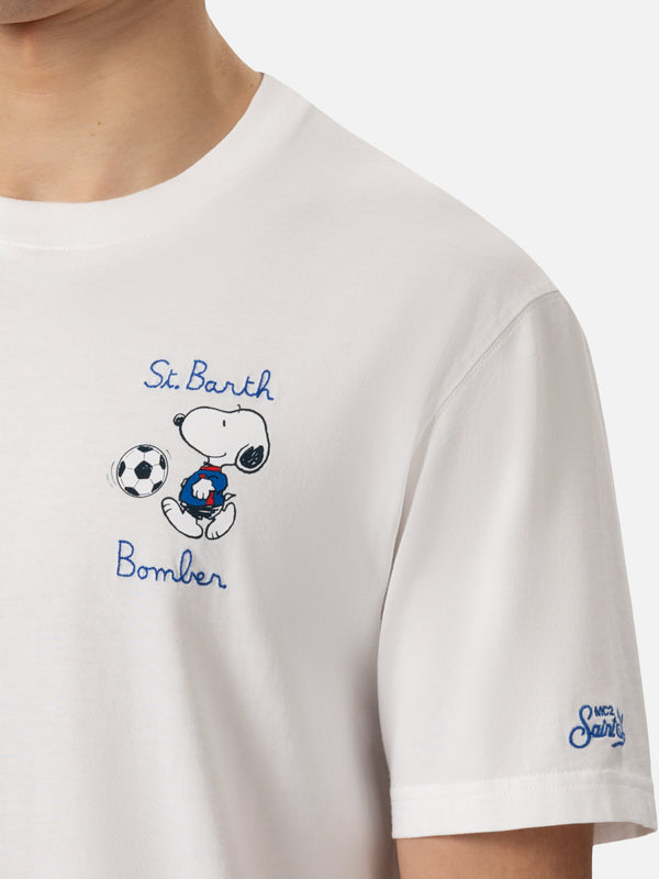 Organic cotton T-shirt with St. Barth Snoopy bomber embroidery | SNOOPY PEANUTS® SPECIAL EDITION