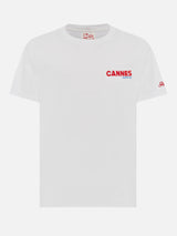 Organic cotton T-shirt with Cannes postcard print