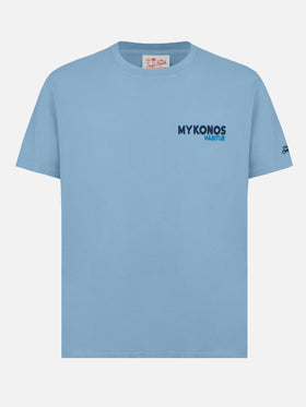 Baumwoll-T-Shirt mit Mykonos-Postkartendruck