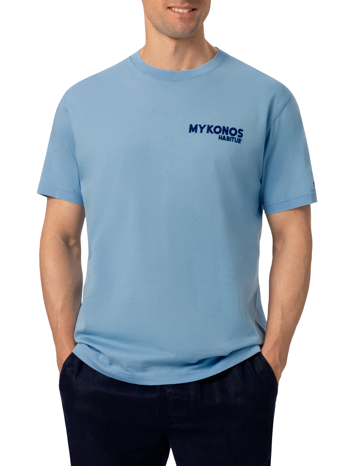 Baumwoll-T-Shirt mit Mykonos-Postkartendruck