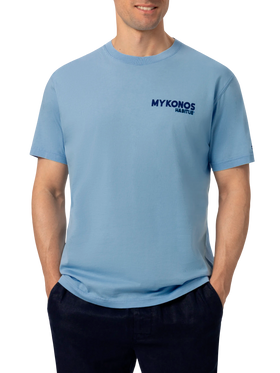 Baumwoll-T-Shirt mit Mykonos-Postkartendruck