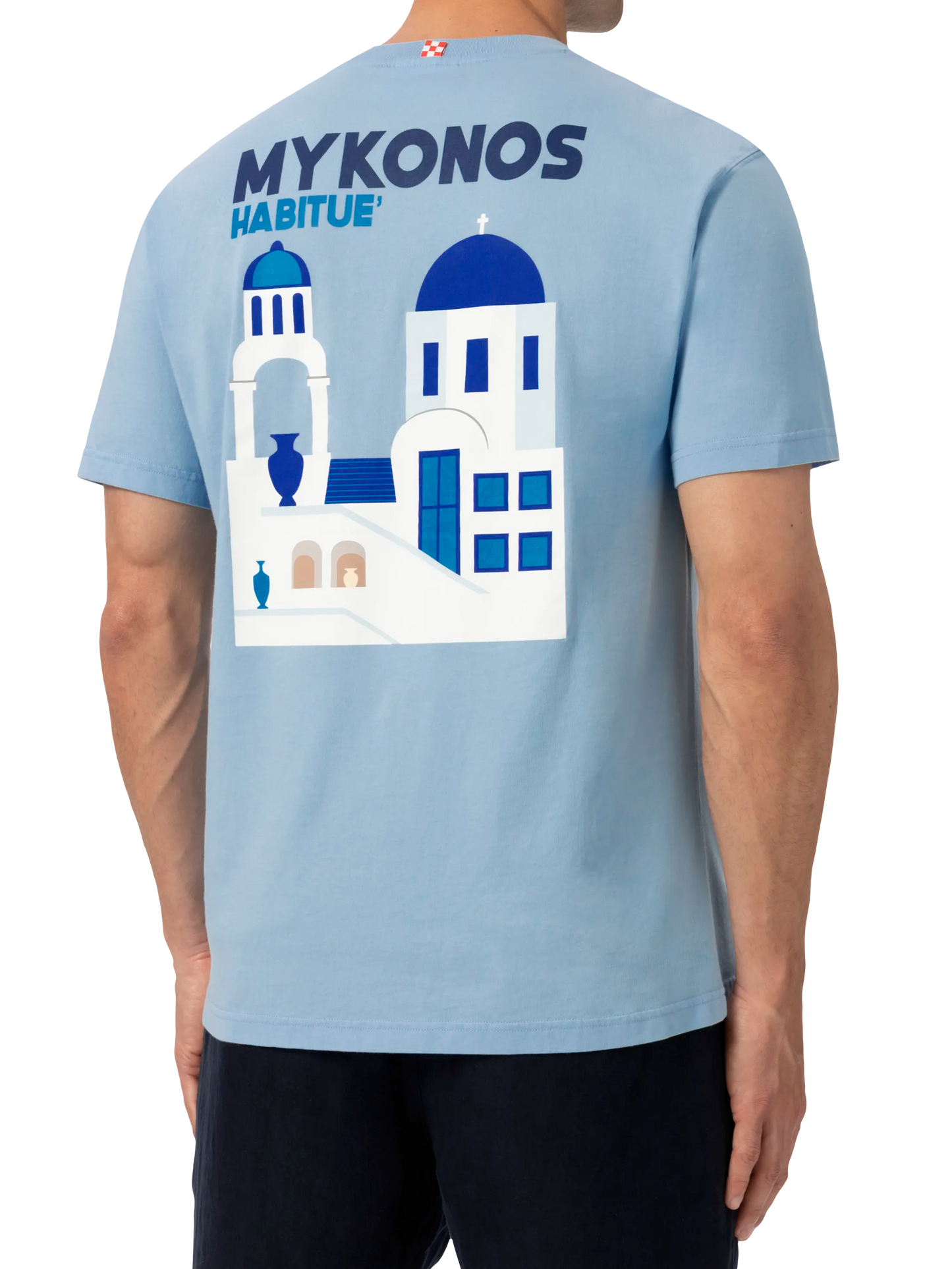 Baumwoll-T-Shirt mit Mykonos-Postkartendruck