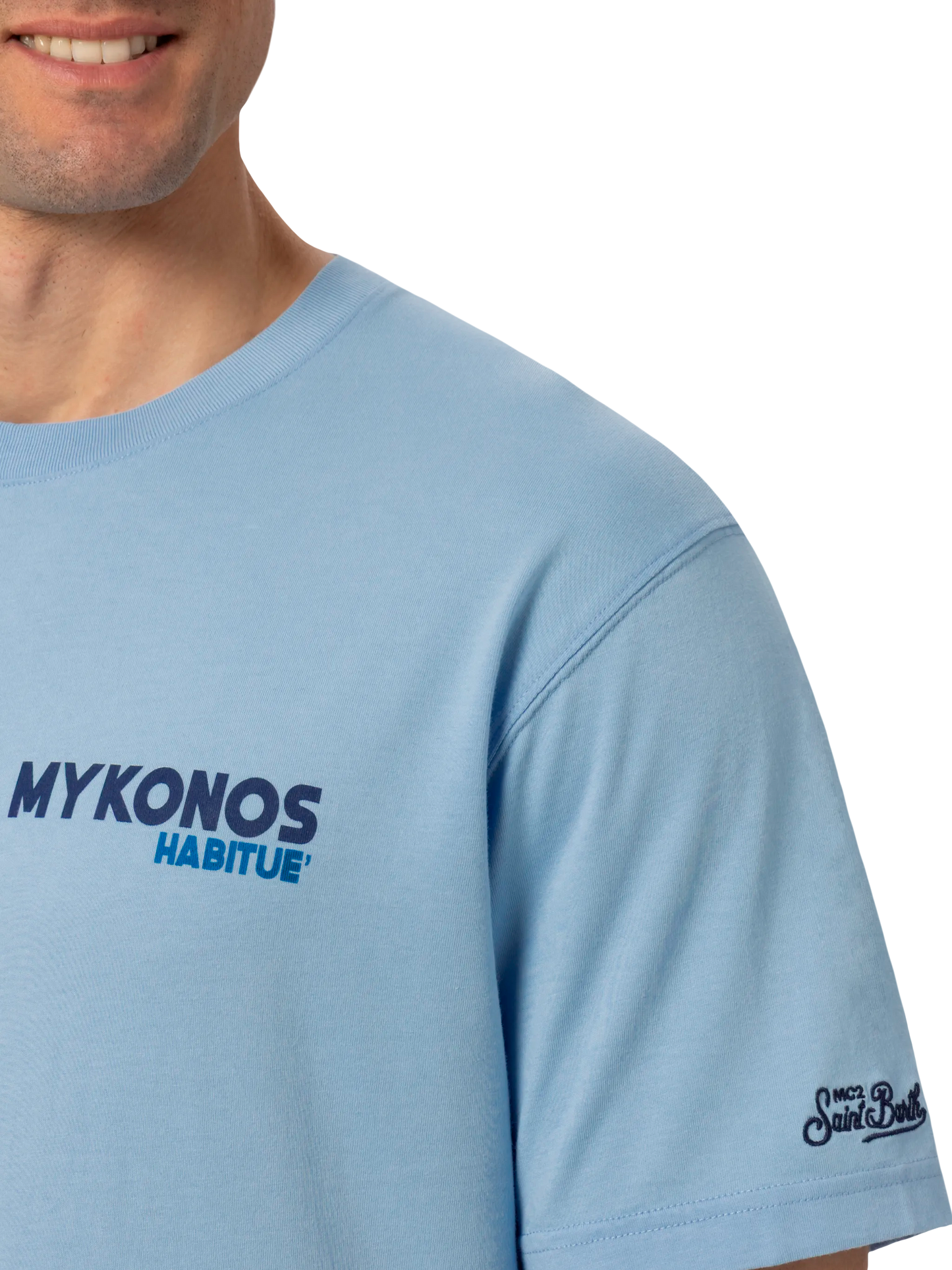 Baumwoll-T-Shirt mit Mykonos-Postkartendruck