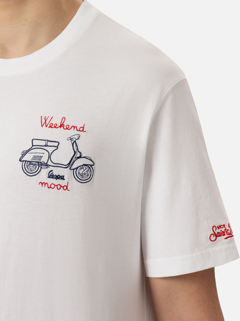 Cotton T-shirt with Vespa week end mood embroidery | VESPA SPECIAL EDITION