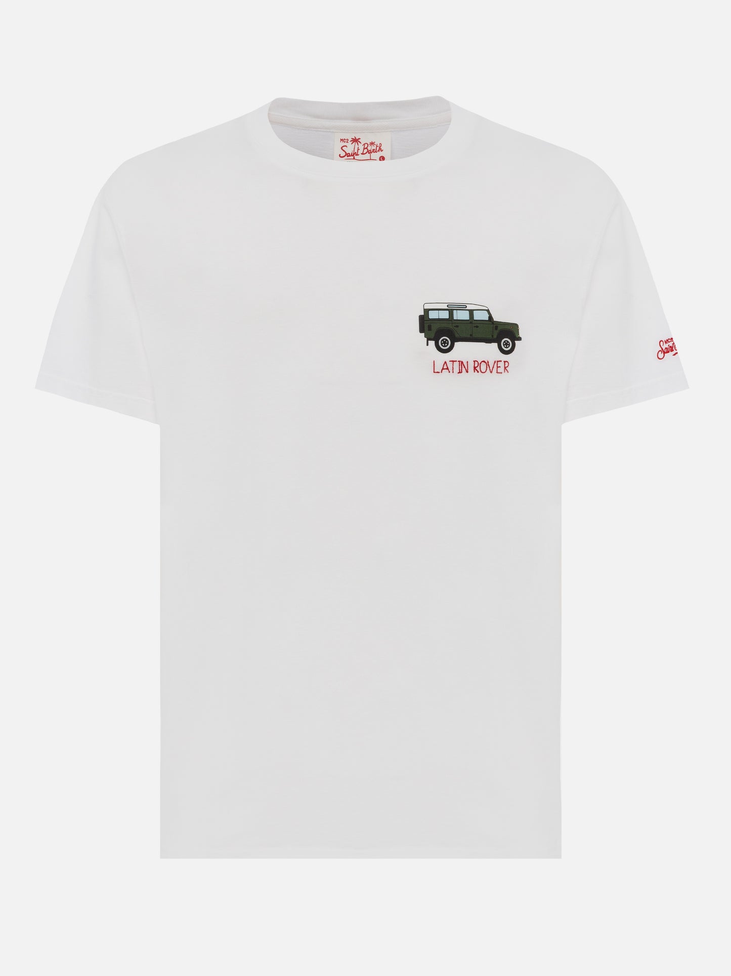 Baumwoll-T-Shirt mit Latin Rover-Stickerei