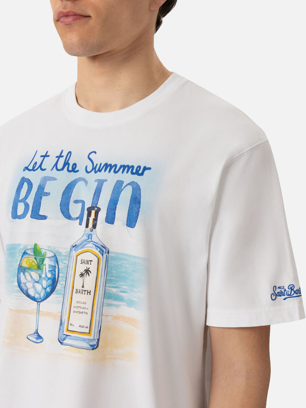 Cotton T-shirt with Let the summer Be Gin print