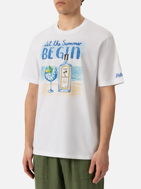 Cotton T-shirt with Let the summer Be Gin print